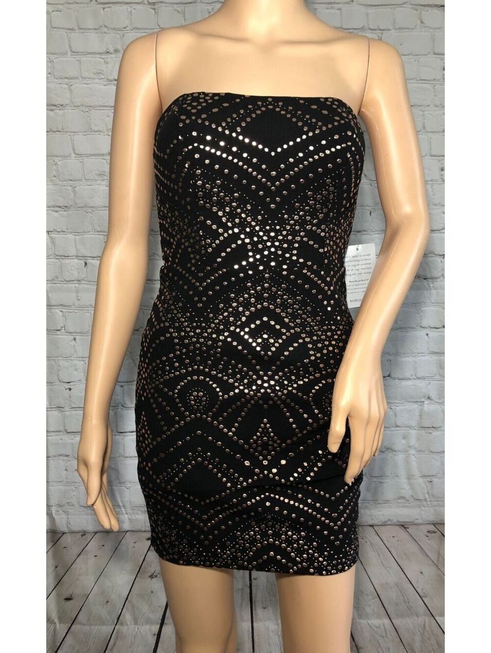 JUMP Strapless Black Mini Dress with Metallic Stud Detailing NWT Small - Picture 2 of 4